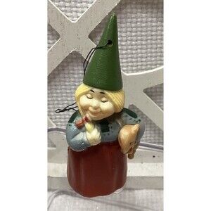 Uniboek Gnome Christmas Ornament Vintage 1978 Made in Hong Kong 3” Hard Plastic